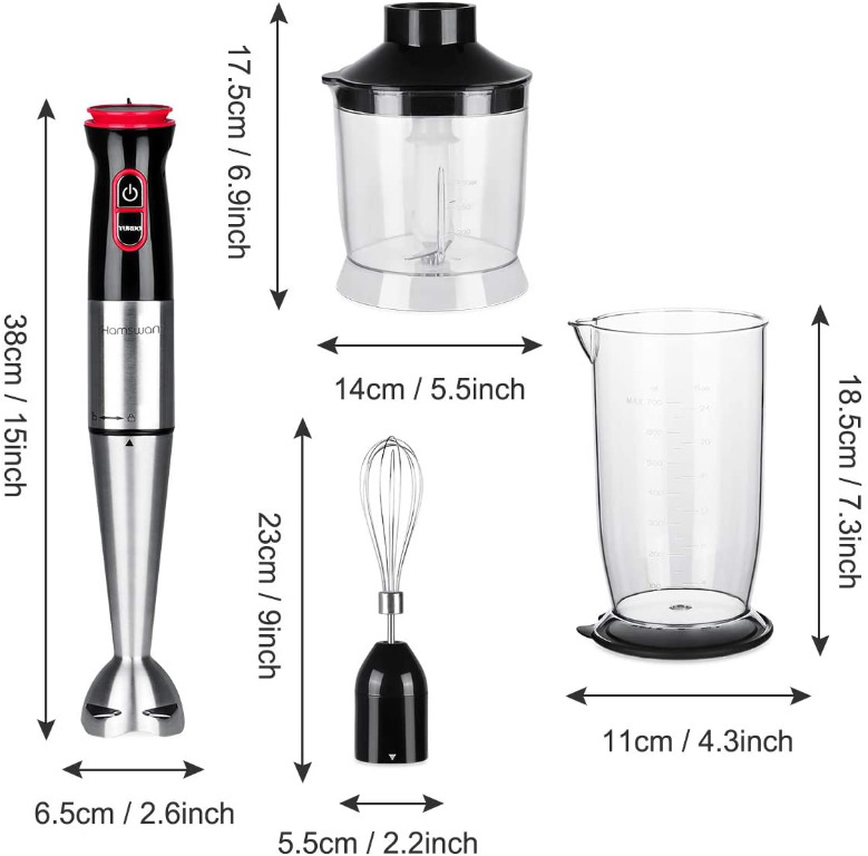 FreeDelivery (Used) Hand Blender, HAMSWAN LB2104F Powerful 800W 4in1