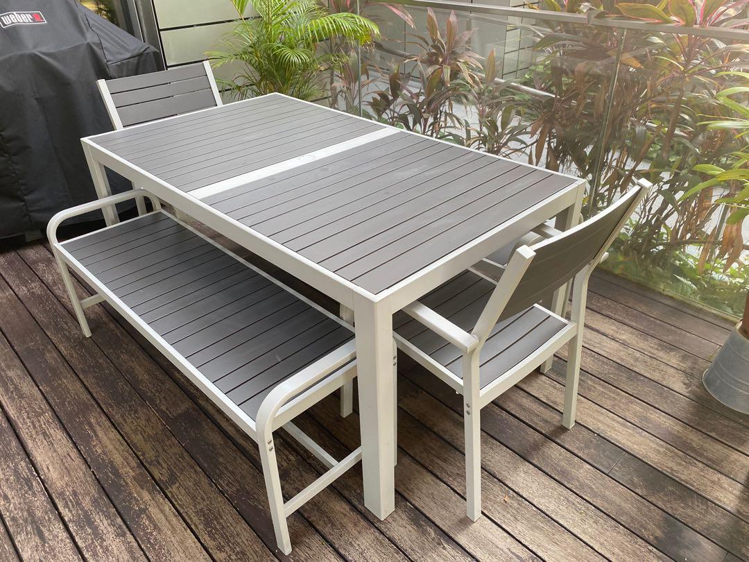 IKEA Sjalland garden dining table, chairs and benches, Furniture & Home