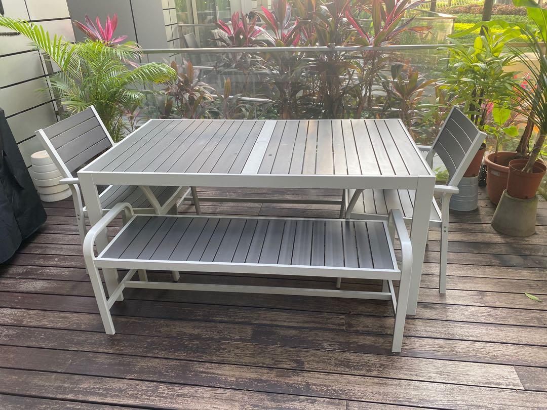 IKEA Sjalland garden dining table, chairs and benches, Furniture & Home