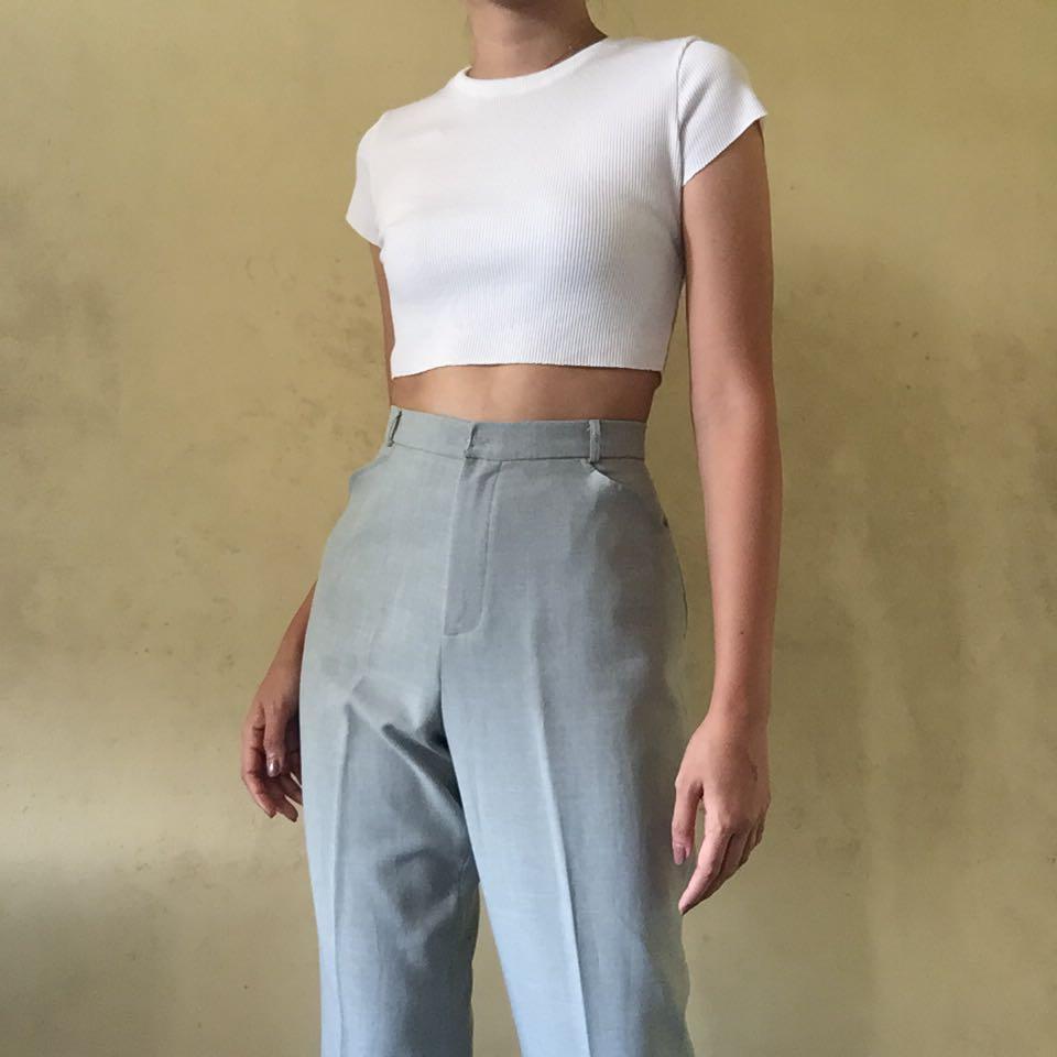 High Waist Straight Cut Trousers Pants 