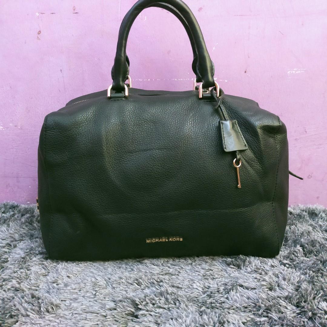 Michael kors kirby black leather satchel