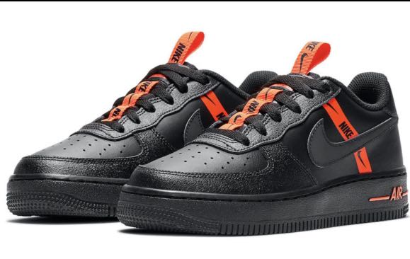 Nike Air Force 1 black orange, Women's 