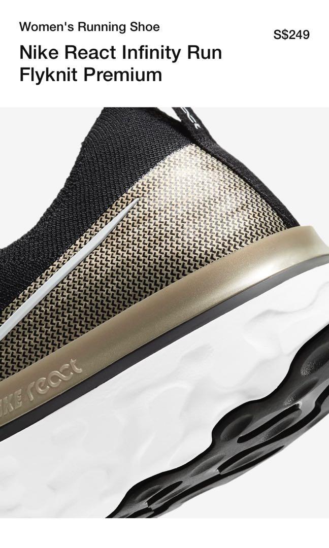 react infinity run premium metallic flyknit sneakers