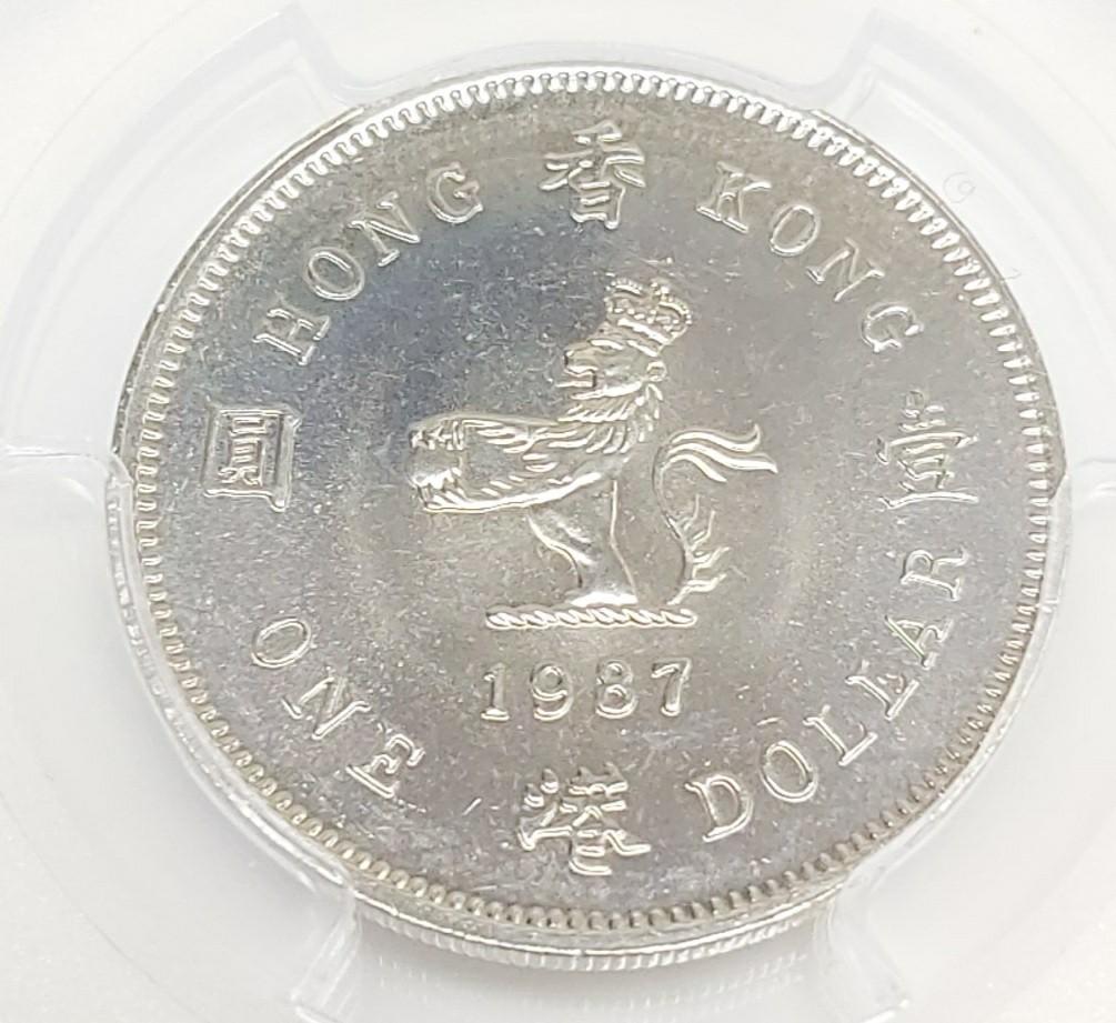PCGS評級，MS64，香港1987年1元硬幣一枚, 興趣及遊戲, 收藏品及紀念品, 錢幣- Carousell