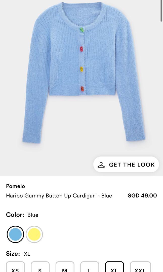 Pomelo x Haribo Gummy Button Up Cardigan Blue, Women's Fashion, Tops