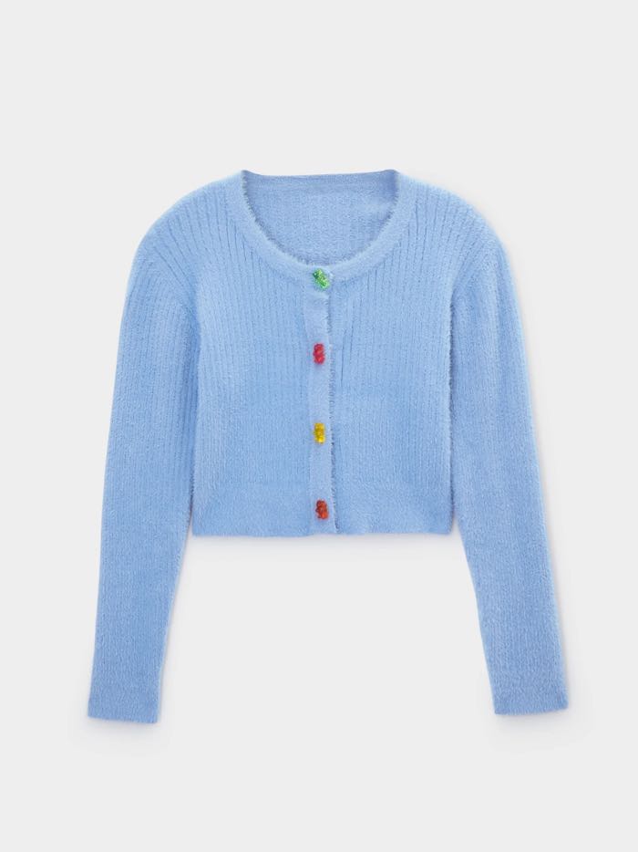 Pomelo x Haribo Gummy Button Up Cardigan Blue, Women's Fashion, Tops