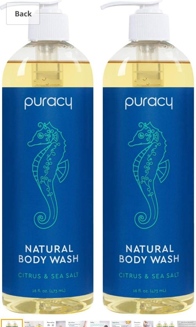 Puracy Natural Body Wash, Citrus & Sea Salt, Sulfatefree Bath and