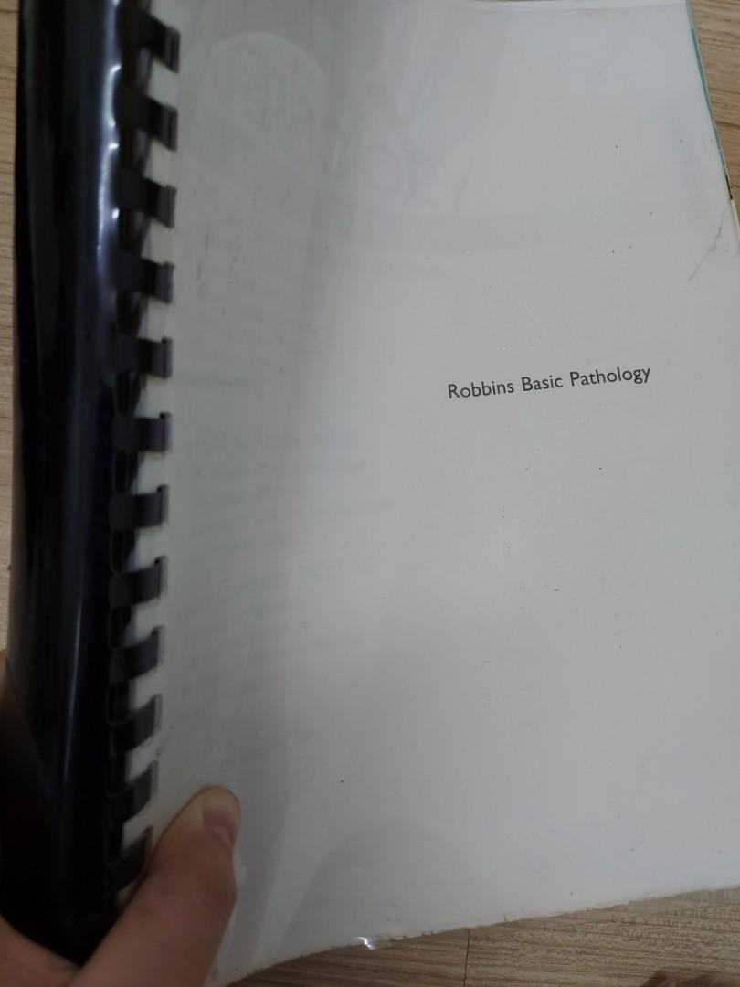 Robins Basic Pathology (Category: Textbooks) located in Seremban. Submitted by adelinebong (Listing ID 1070181185, Image 1). Description: Robins Basic Pathology 9th edition. Essential for medical practice Bought from Kamal's bookstore at original price (90-100 ++) but changed to binding as it prevents the pages from detaching / easier for reading purposes. Contents all intact. Just a bit of underlines, otherwise condition 9/10..