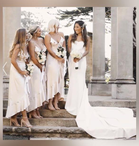 Showpo Minimalist tube Wedding Dress UK8 Women s Fashion
