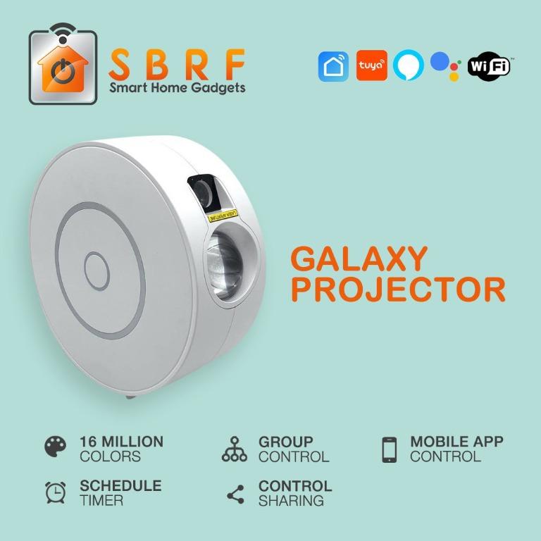 Smart WiFi Galaxy Projector (Category: Projectors) located in Marikina City. Submitted by sbrfsmartgadgets (Listing ID 1070251355, Image 1). Description: Smart WiFi Galaxy Projector - Smart Life and Tuya APP compatible - Create your own Aurora and Stars lighting effects - Set timers and Schedule operations - Wireless 2.4GHz (b/g/n) .