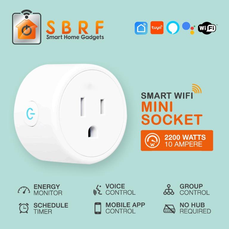 Smart WiFi Mini Socket (Category: Electrical, Adaptors & Sockets) located in Marikina City. Submitted by sbrfsmartgadgets (Listing ID 240115605, Image 1). Description: Smart WiFi Mini Socket - Smart Life and Tuya APP compatible - with Energy Monitoring via APP - Compatible with 3rd Party Automation APP like IFTTT (If-this-then-that) and A.I. Assistants like Amazon Alexa or Google Assistant. - 100-240V Rated Voltage - 10A Rated Current - Built-in 
