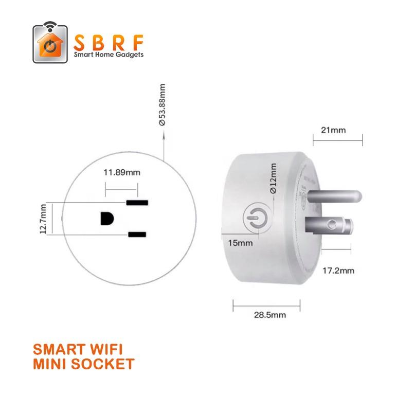 Smart WiFi Mini Socket (Category: Electrical, Adaptors & Sockets) located in Marikina City. Submitted by sbrfsmartgadgets (Listing ID 240115605, Image 2). Description: Smart WiFi Mini Socket - Smart Life and Tuya APP compatible - with Energy Monitoring via APP - Compatible with 3rd Party Automation APP like IFTTT (If-this-then-that) and A.I. Assistants like Amazon Alexa or Google Assistant. - 100-240V Rated Voltage - 10A Rated Current - Built-in 