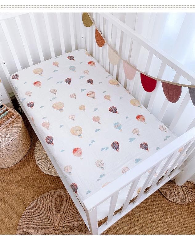 SORA Muslin baby Cot Sheet ( RAINBOW / BALLOON), Babies & Kids, Cots