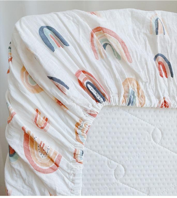 SORA Muslin baby Cot Sheet ( RAINBOW / BALLOON), Babies & Kids, Cots