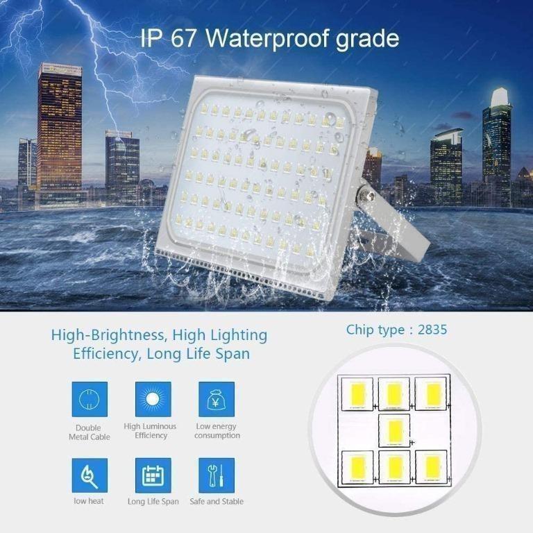 Viugreum 500W LED Floodlight, Daylight White 6000K, 50000lm Outdoor  Security Light, IP65 Waterproof Security Lights Wall Light for Garden,  Garage, Hotel, Yard [Energy Class A+], Furniture  Home Living, Lighting   Fans,