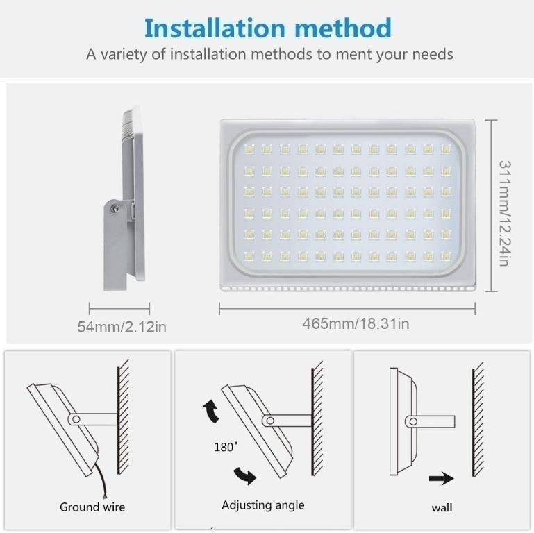 Viugreum 500W LED Floodlight, Daylight White 6000K, 50000lm Outdoor  Security Light, IP65 Waterproof Security Lights Wall Light for Garden,  Garage, Hotel, Yard [Energy Class A+], Furniture  Home Living, Lighting   Fans,