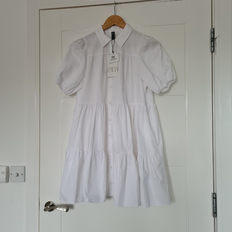 Zara white flounce dress, Women's