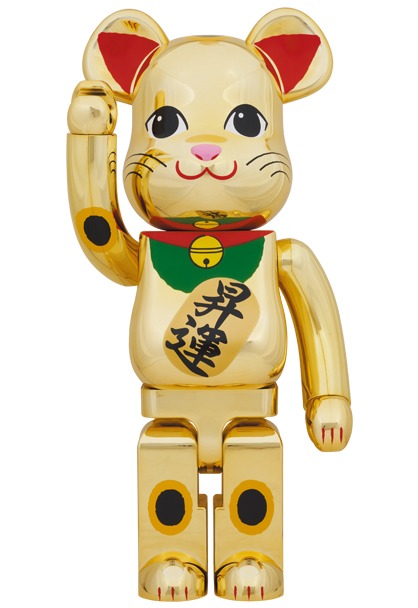 全新Medicom Toy Bearbrick 金招財招財貓招き猫昇運弐金メッキ1000 