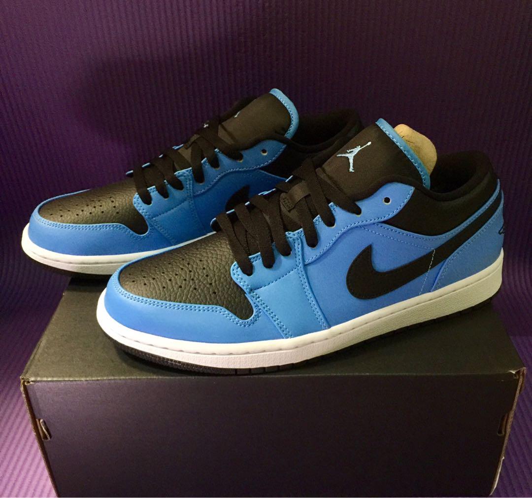 Air Jordan 1 Low University Blue Black Men S Fashion Footwear Sneakers On Carousell