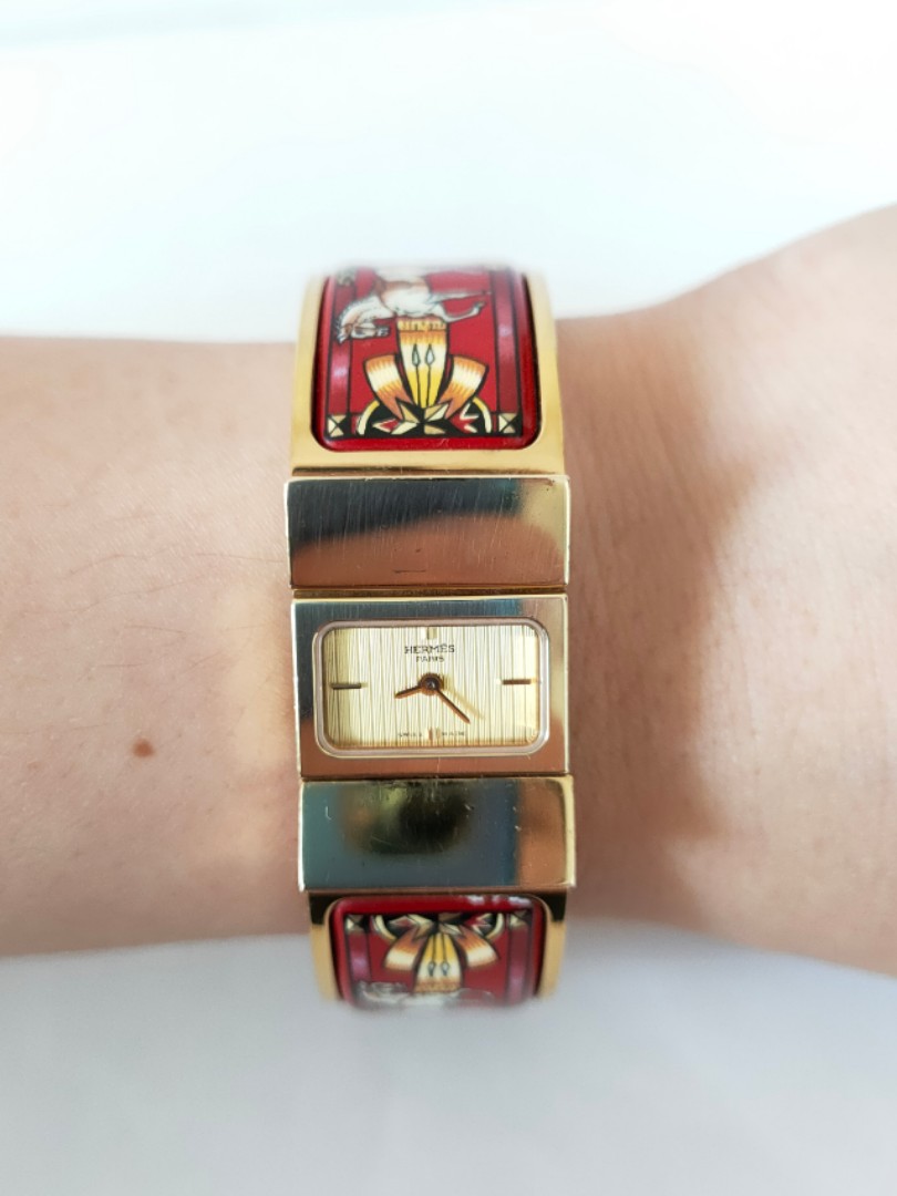 On Sale Auth Hermes Loquet Bangle Quartz Watch for Ladie s