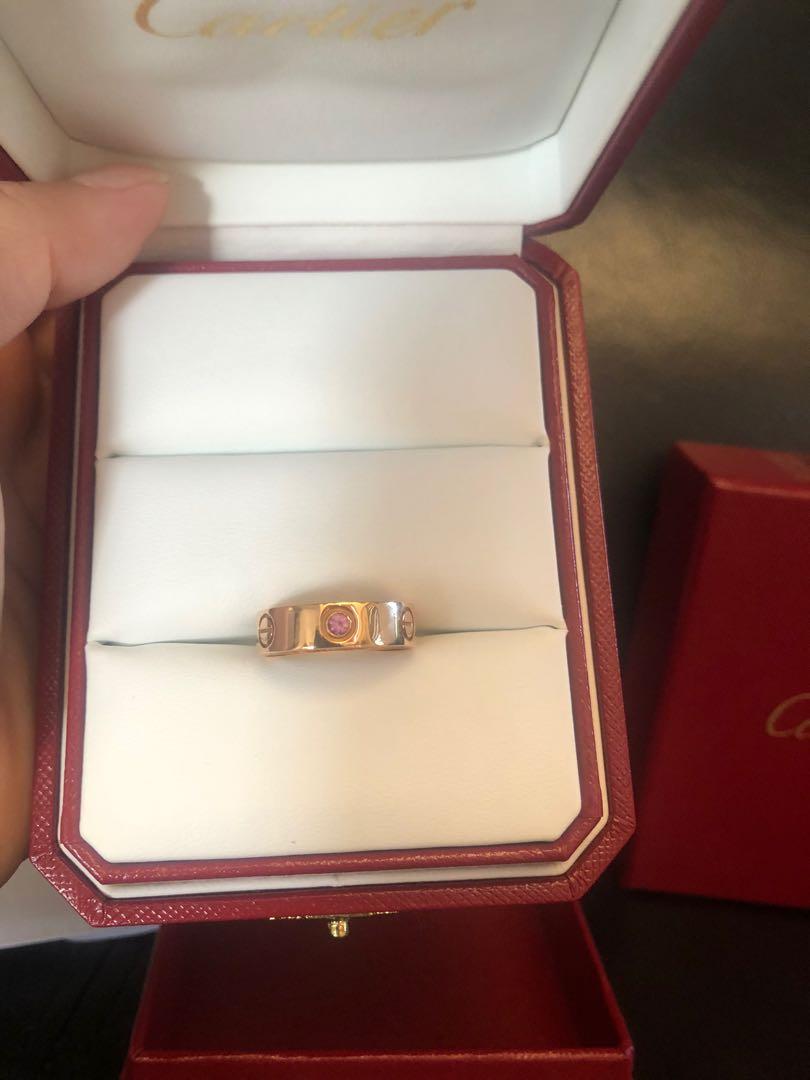 Authentic Cartier Love Ring Pinkgold With 1 Pink Sapphire Diamond sz 5.5 Women s Fashion Jewelry Organizers Rings on Carousell