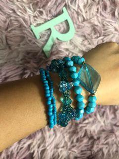 Blue beaded bracelet set summer accesories