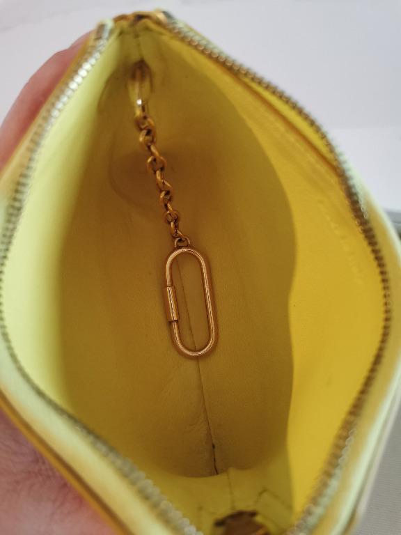 Celine Fluo Yellow/Grey Lambskin Leather Solo Coin and Card Purse