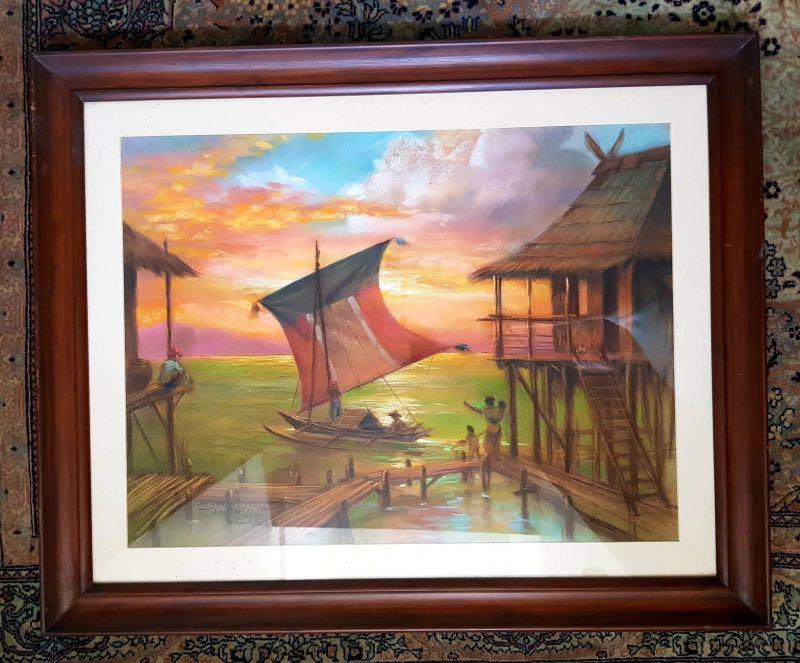 Cesar Amorsolo painting (Category: Art & Prints) located in Makati City. Submitted by i_am_spring87 (Listing ID 1070387756, Image 1). Description: Vintage Cesar Amorsolo painting Pastel on paper Artwork is 18”x24” With frame is 26”x32” Negotiable.