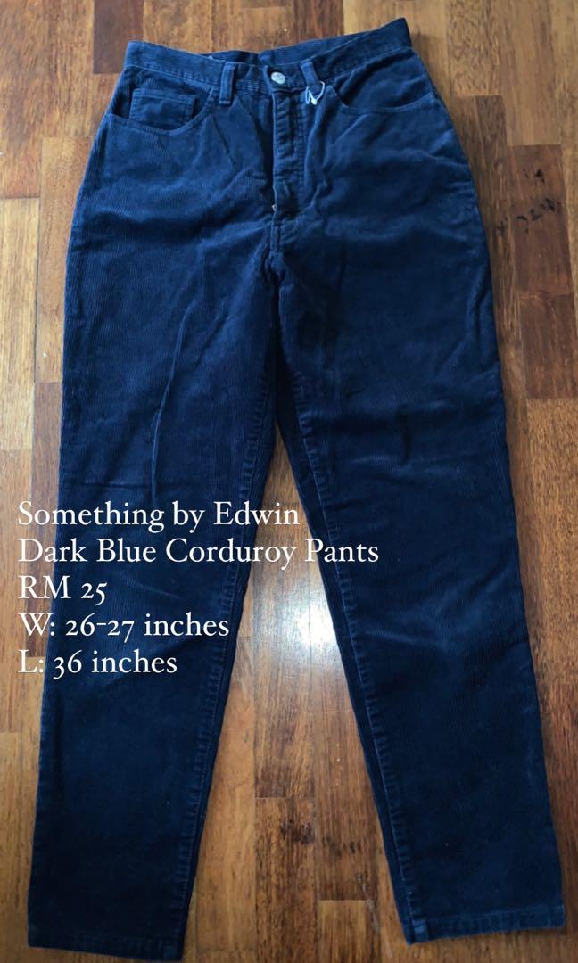 Dark Blue Corduroy Pants, Women's 