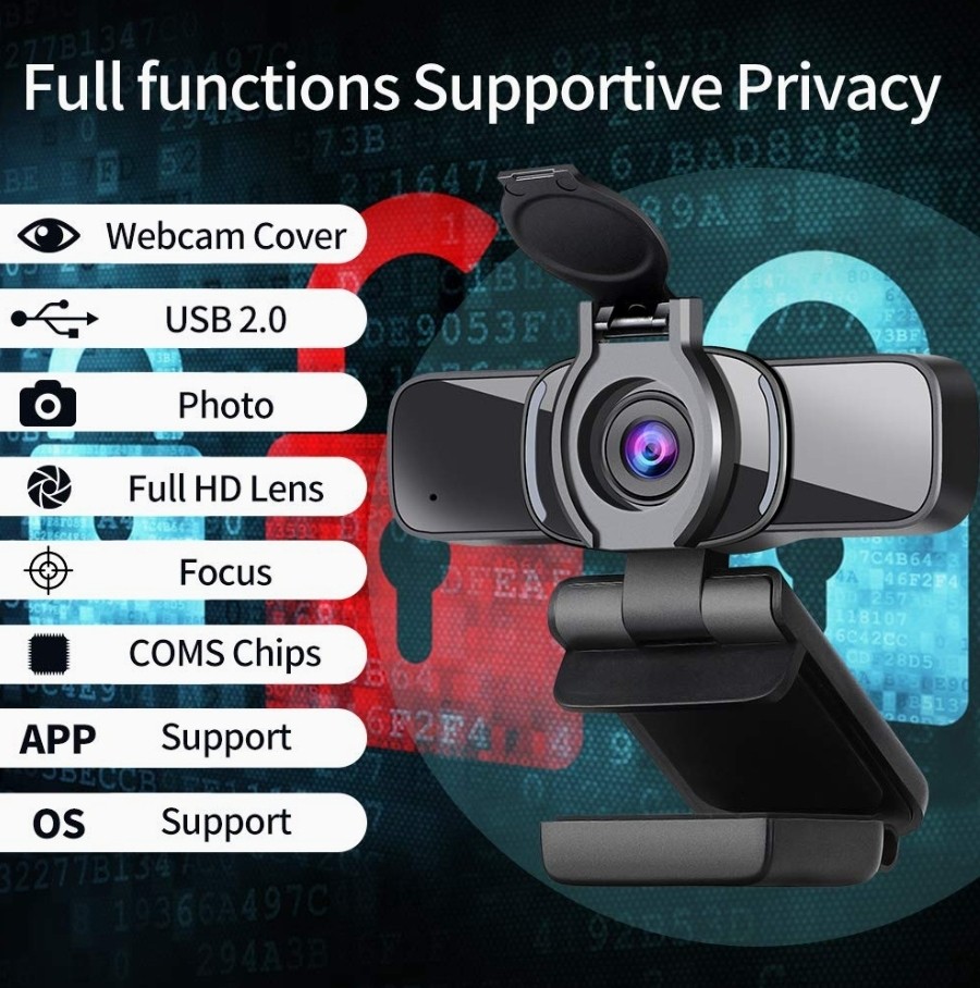 Dericam 1080P cam with Microphone, USB cam Computer  Camera