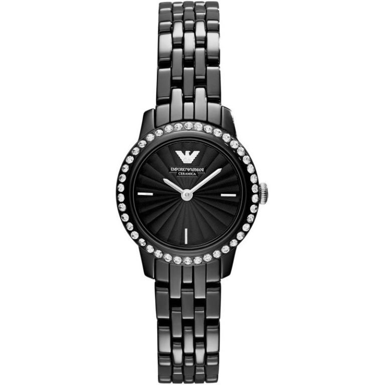 Emporio armani women's top black ceramic watch