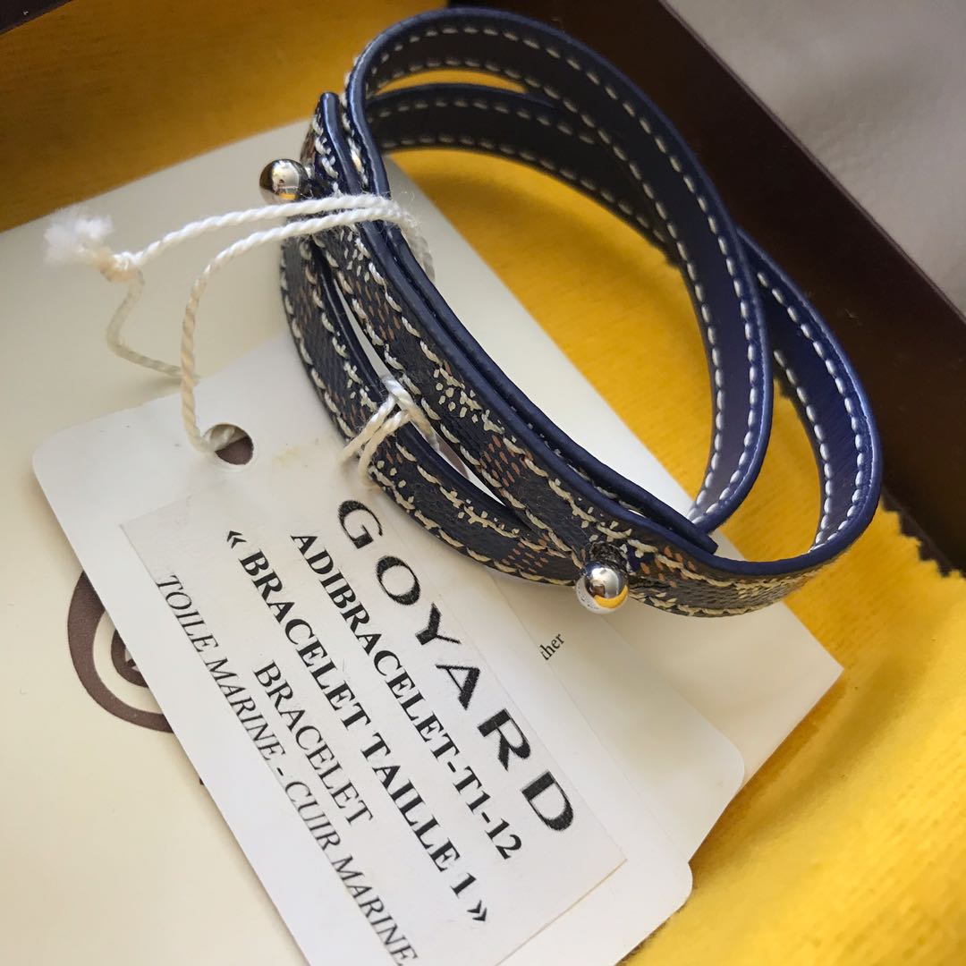 Goyard leather bracelet （blue), 名牌 