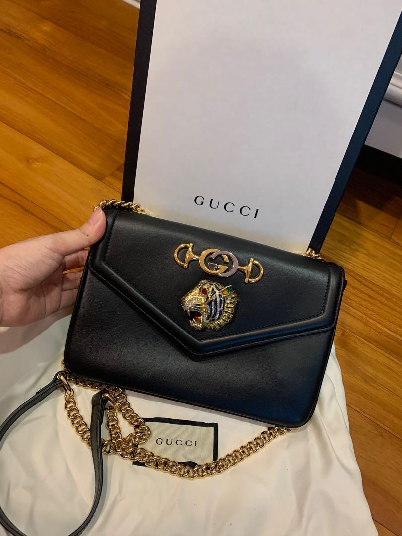Gucci Black Medium Rajah Shoulder Bag Luxury Bags Wallets on