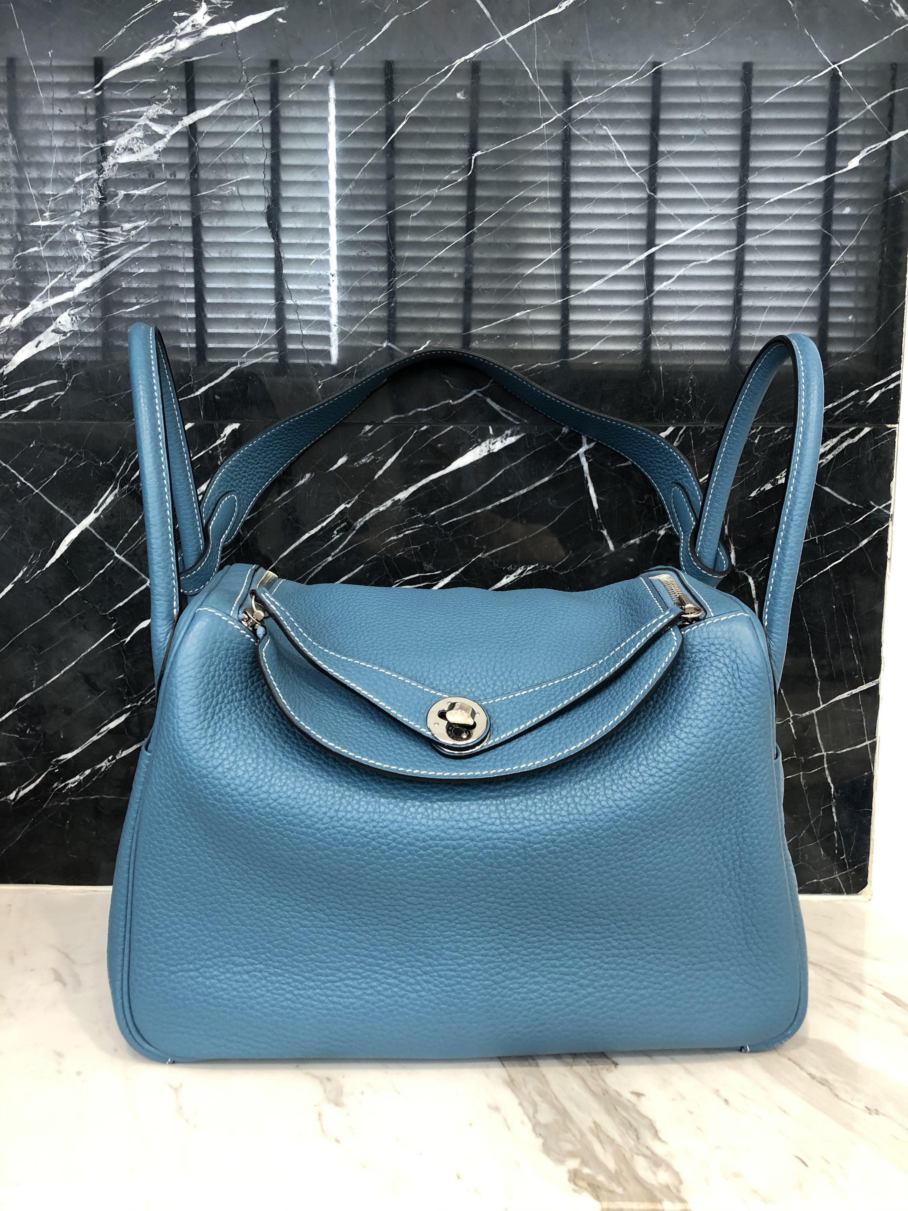 Hermes Taurillon Clemence Lindy 34 Bleu Jean