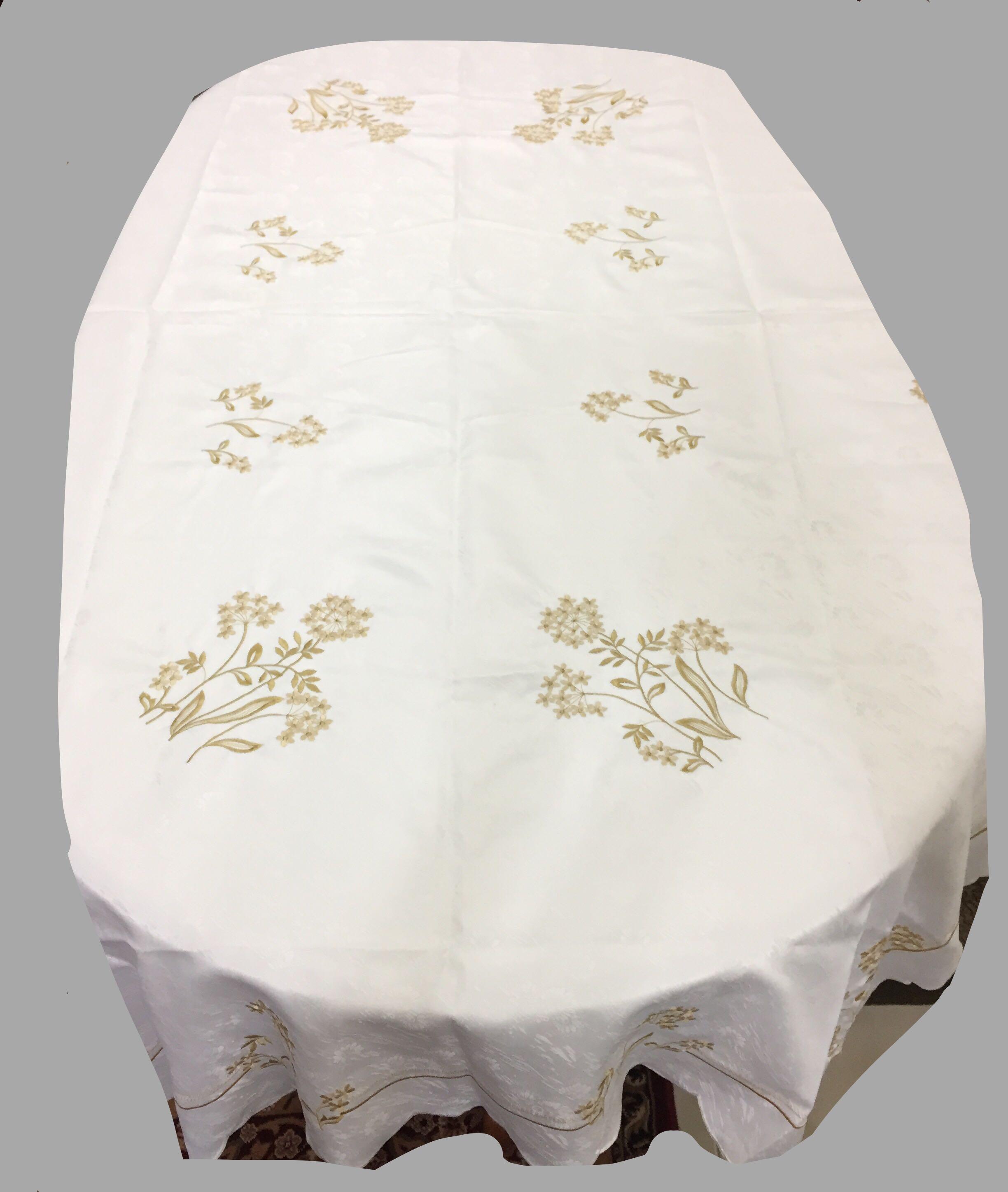 Home/Kitchen Deco - Classic Style Embroidery Dining White Table Cloth ...