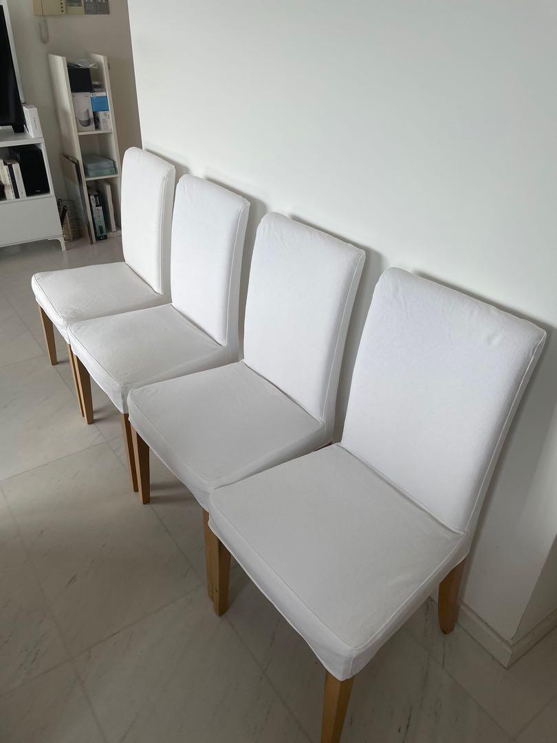 IKEA 4 Dining Chairs (Henriksdal, now Bergmund), Furniture & Home