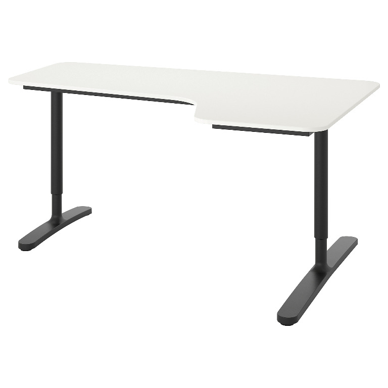 IKEA BEKANT Right Corner Desk, white black, Perabotan Rumah di Carousell