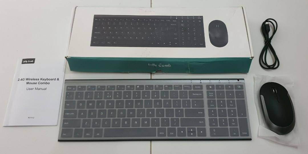 JELLY COMB KS152 2.4G Wireless Keyboard and Mouse Combo (BLACK /SILVER