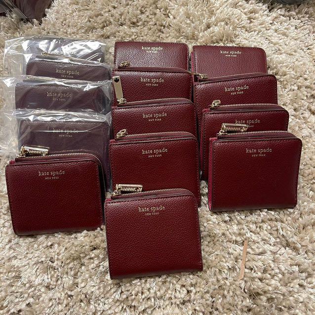 KATE SPADE EVA SMALL L ZIP BIFOLD WALLET IN CHERRYWOOD