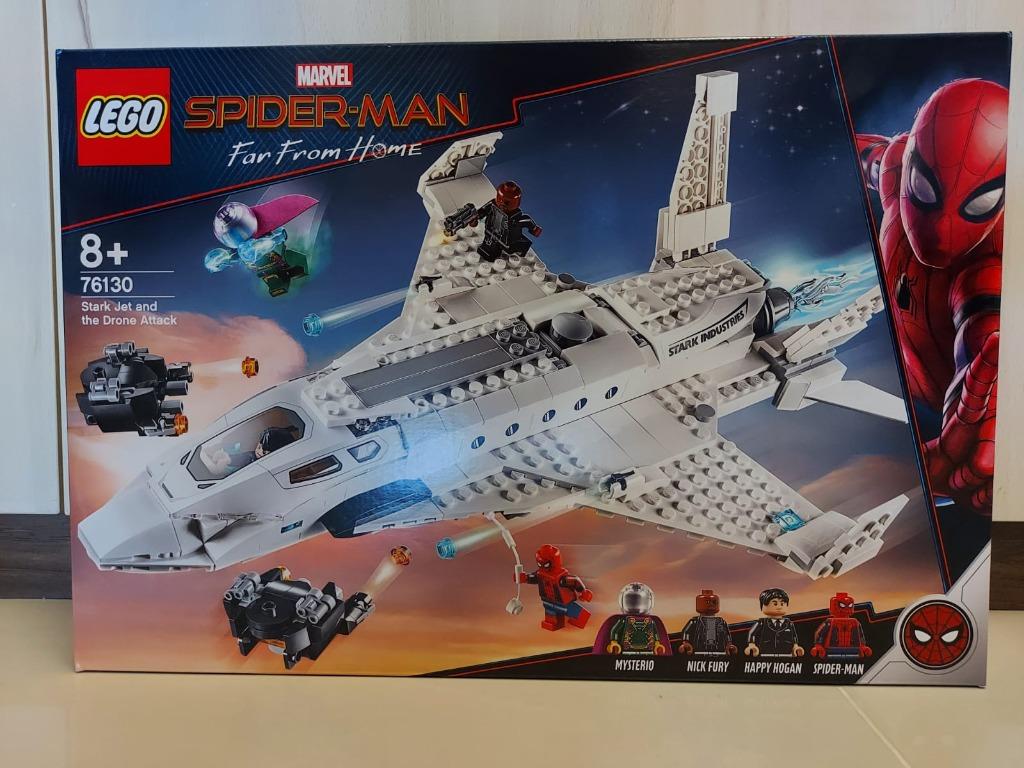 lego spider man stark jet and drone attack