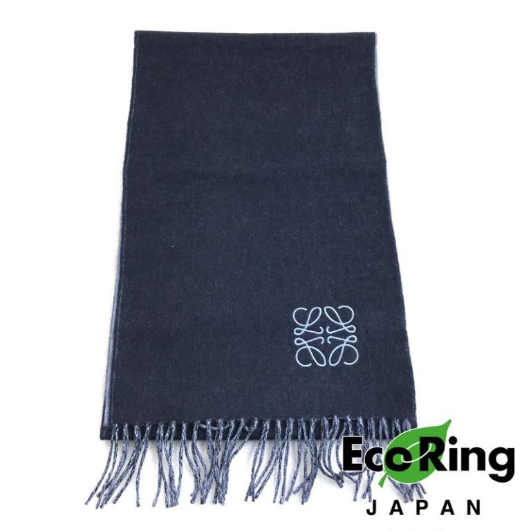 Loewe 羅威Muffler 頸巾Navy 海軍藍Wool 羊毛Cashmere 喀什米爾羊絨100