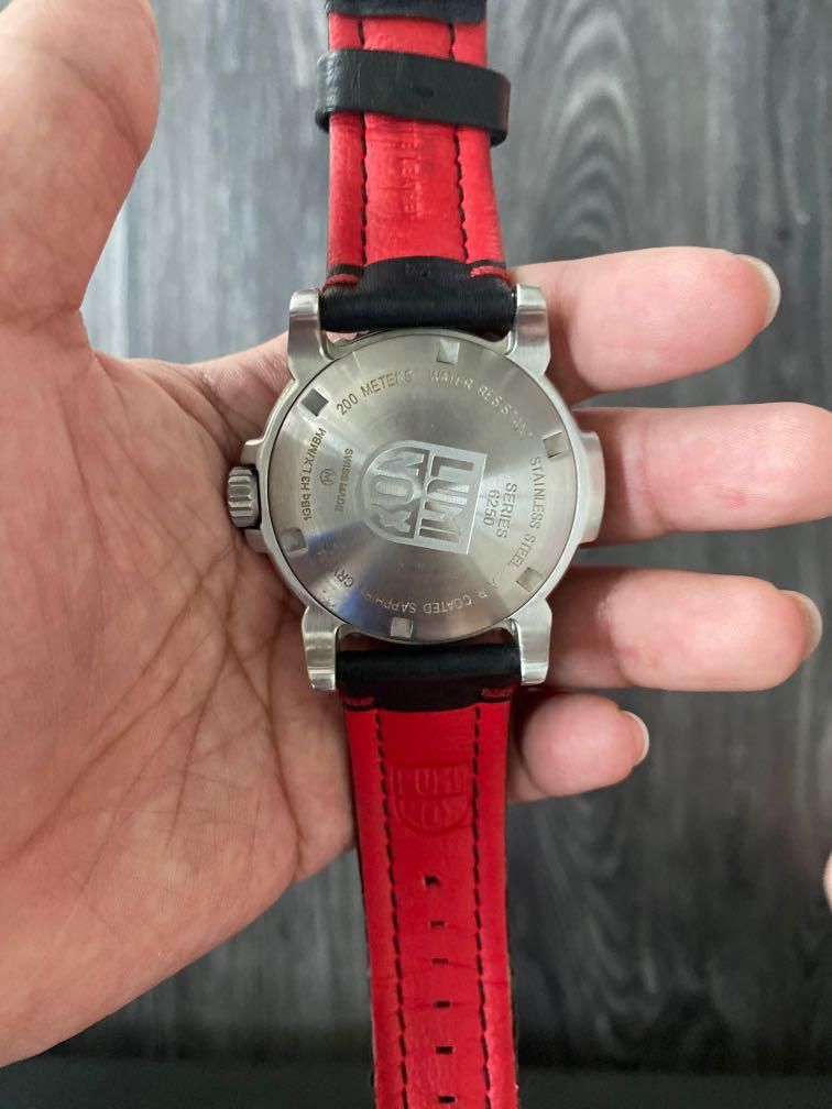 Luminox 6250 Modern Mariner Black Leather with Red Accent, Men's