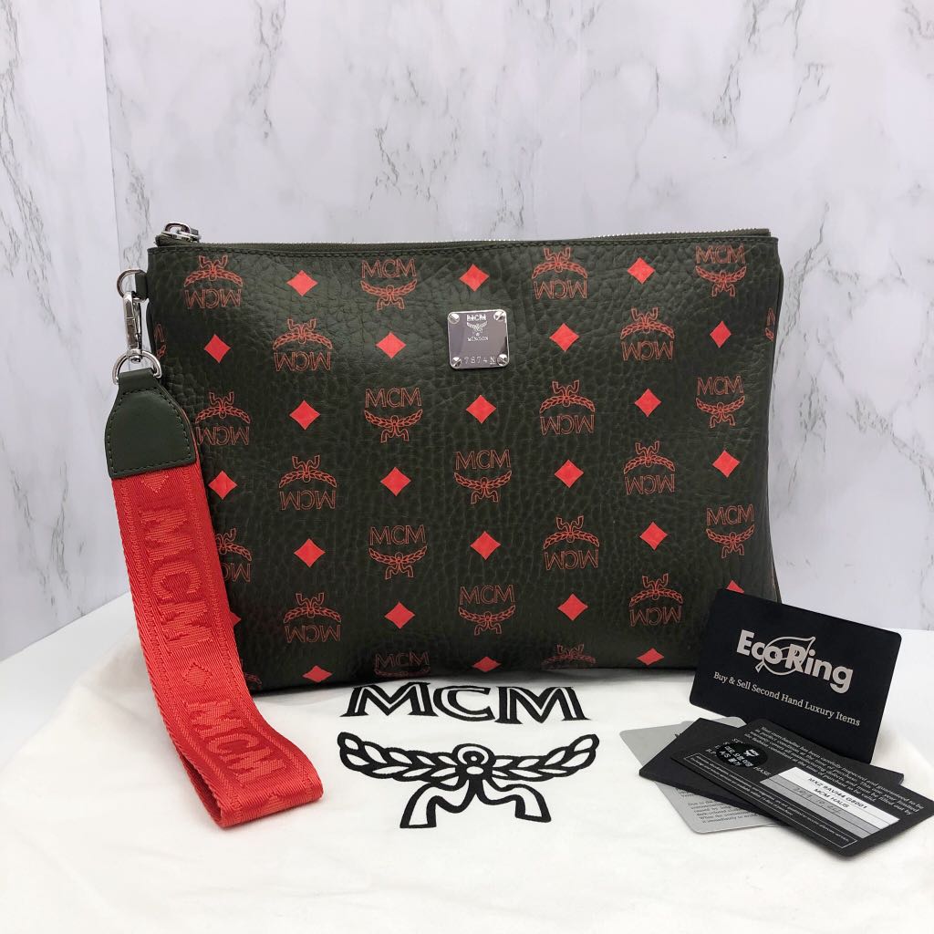 Mcm red clutch bag clearance