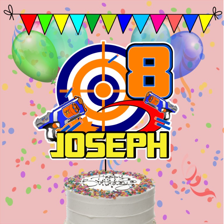 Nerf Gun Birthday Party Cake Topper, Nerf Cake, Hobbies & Toys