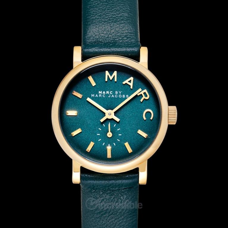 NEW Marc By Marc Jacobs Women s Green Dial Leather Watch MBM1272