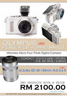Olmpus pen e pl8 + 2 lens