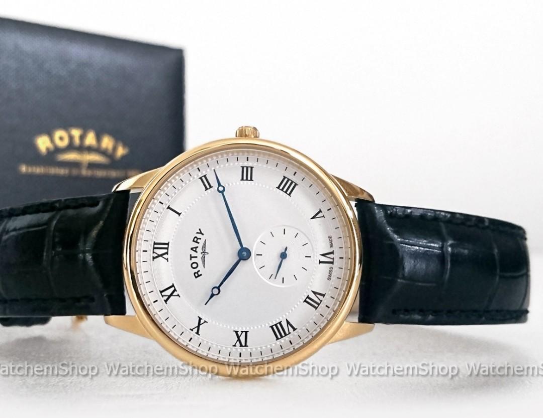 Rotary Classic Swiss Made Small Seconds Gold Tone Leather Strap Watch