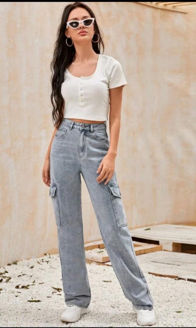 Flap pocket side baggy jeans new arrivals