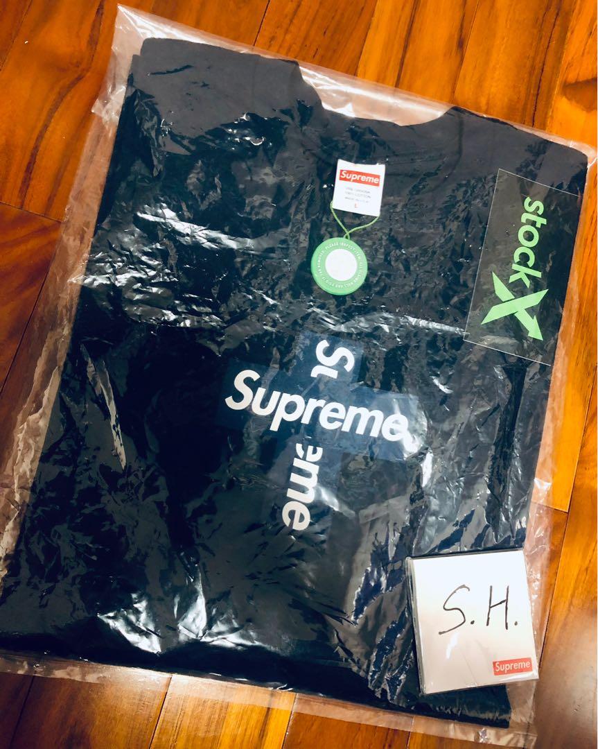 Supreme cross box logo tee Navy L, 男裝, 上身及套裝, T-shirt、恤衫