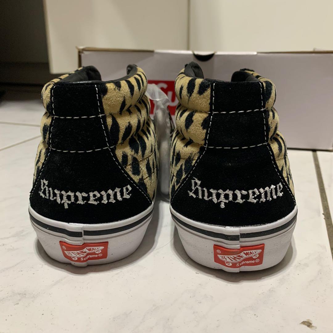 已售出 Supreme Vans Velvet Leopard SK8 Mid Pro 聯名 豹紋 滑板 品牌 帆布鞋